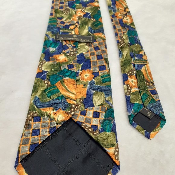 Ermenegildo Zegna Men's Tie Abstract Silk 57.5 In - Picture 4 of 6